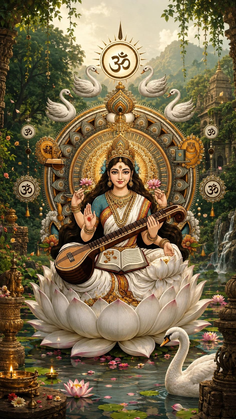 Saraswati - Maa Saraswati Devi Of Wisdom & Arts 4K mobile wallpaper