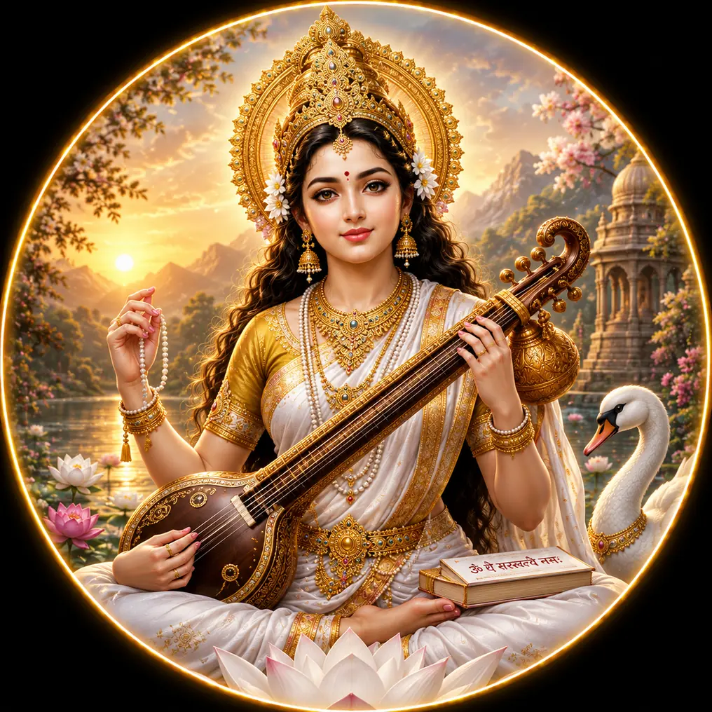 Saraswati - Goddess Saraswati Sacred Veena Darshan 4K mobile wallpaper