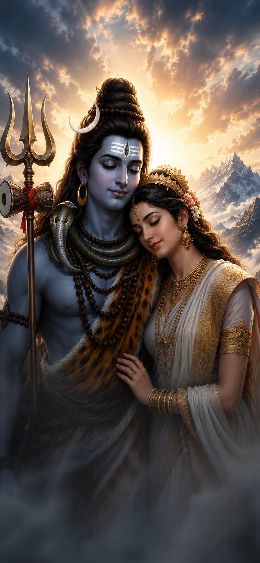 Shiv & Parvati - Lord Shiva Mahadev 4k Cosmic Darshan 4K mobile wallpaper
