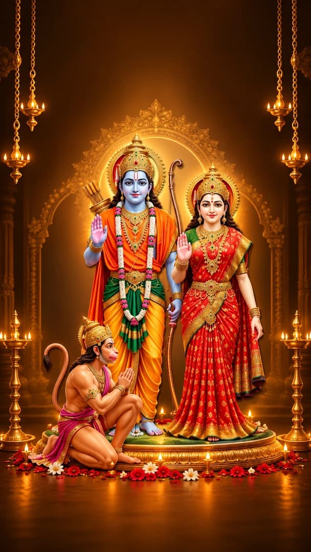 Hindu Gods Wallpaper 4K — Ram & Sita Lord Rama Sacred Grace HD Free Download
