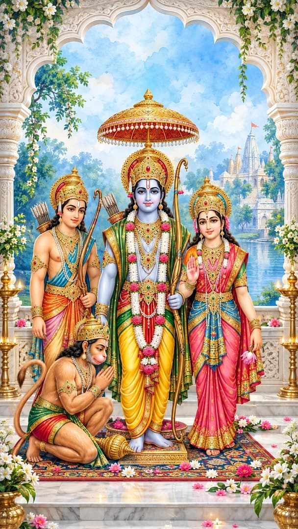 Hindu Gods Wallpaper 4K — Ram & Sita Maryada Purushottam Ram Sacred Darshan HD Free Download