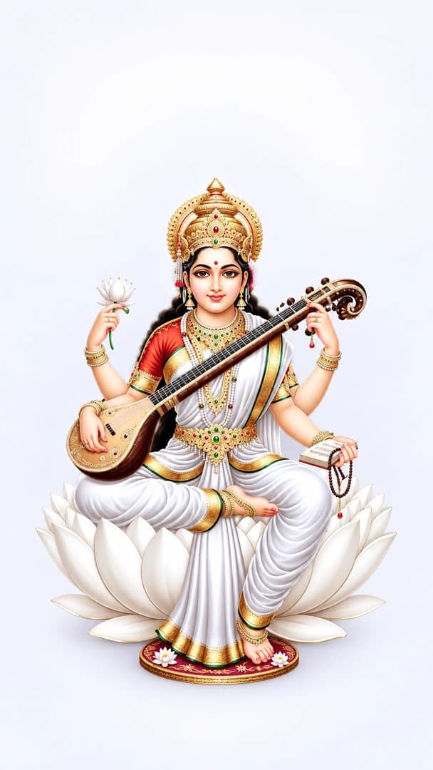 Hindu Gods Wallpaper 4K — Saraswati Goddess Saraswati Sacred Grace HD Free Download