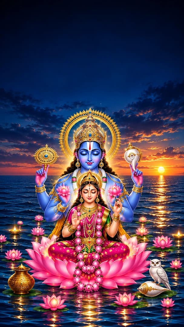 Hindu Gods Wallpaper 4K — Vishnu & Lakshmi Vishnu & Lakshmi Sacred Darshan HD Free Download